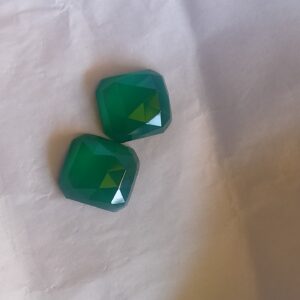Home green onyx rose cut 10x12mm oval matching pair (earrings)